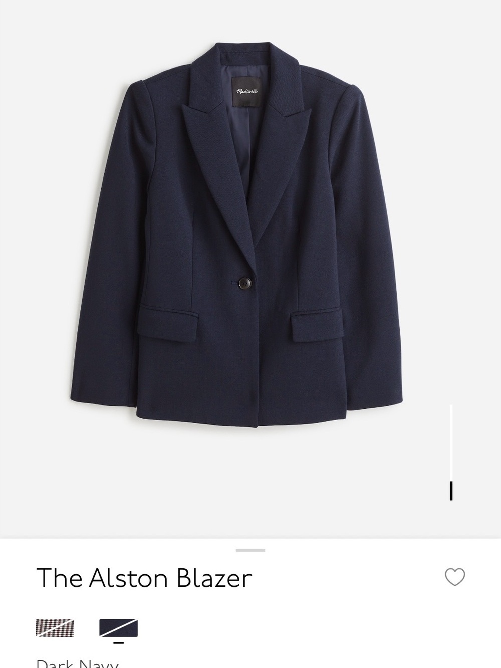 Madewell Navy Single-Button Notch Lapel Blazer.